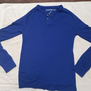 Aeropostale Long Sleeve Solid Henley Thermal Tee